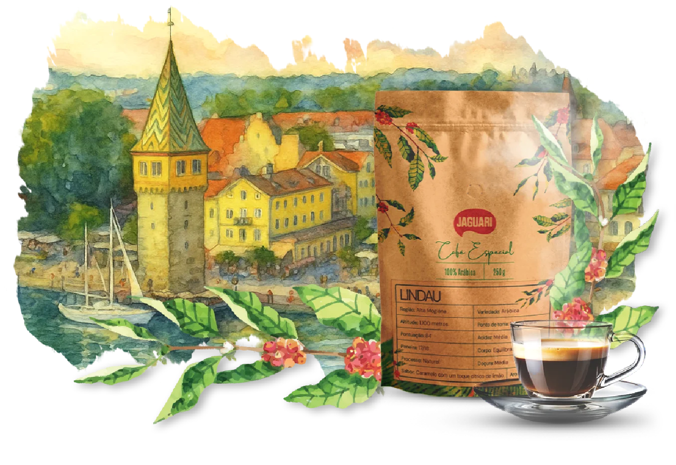 Identidade visual do Café Especial Lindau